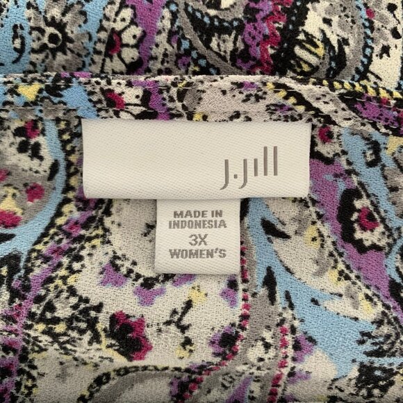 J JILL Paisley 3/4 Sleeve Adara Wrap Back Boho Blouse Top - Picture 4 of 6